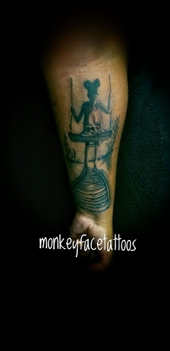 Explore calf muscle tattoo ideas, creative tattoo ideas in Los Angeles, available at Monkey Face Tattoos