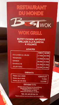 Carte du Best Wok - Restaurant à volonté à Roissy-en-Brie