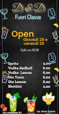 Menu / carte de Pizzeria D&D Fuori Classe à Classe