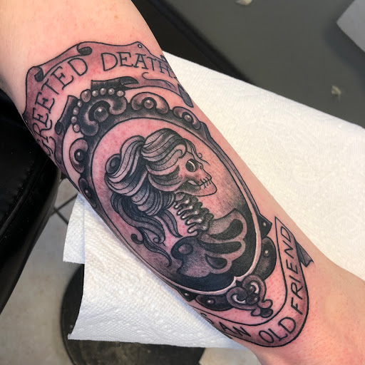 Explore mens family sleeve tattoo ideas, creative tattoo ideas in Smithtown, available at Liberty Tattoo Co Inc