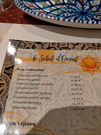 Menu / carte de Restaurant Le Soleil d'Orient à La Côte-Saint-André