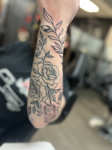 Explore inside elbow tattoo ideas, creative tattoo ideas in Spokane, available at Platinum Rose Tattoo Studio