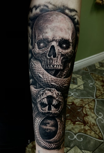 Explore man leg tattoo ideas, creative tattoo ideas in Sunnyvale, available at Da Wei Tattoo Inc