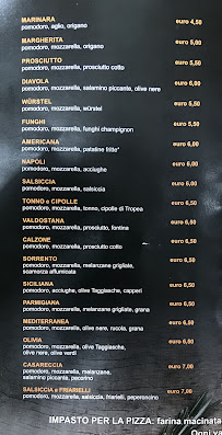 Carte du Pizzeria Da Valentino Asti à Asti