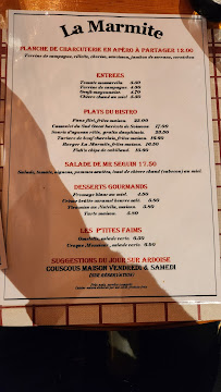 Menu du La Marmite. Bistro-Restaurant traditionnel-Grill feu de bois-Couscous-Snacking.Burger. à Belan-sur-Ource