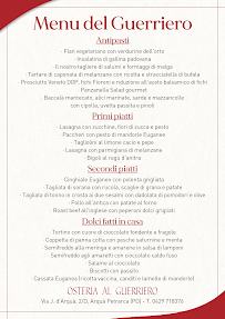 Menu du Osteria al Guerriero à Arquà Petrarca