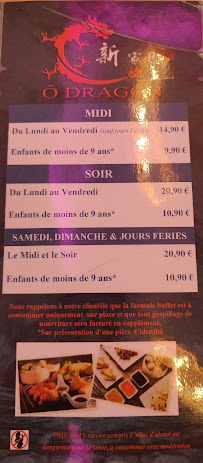 Restaurant asiatique Ô DRAGON à Saint-Étienne (le menu)