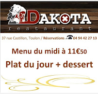 Dakota à Toulon menu