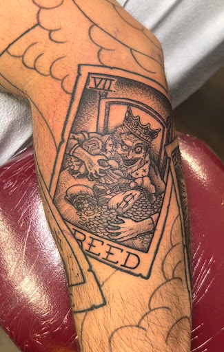 Explore men's memorial tattoo ideas, creative tattoo ideas in San Jose, available at The Holy Scythe Tattoo