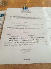 Mokonuts à Paris menu