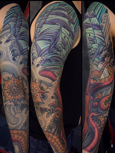 Explore black cover up tattoo ideas, creative tattoo ideas in San Diego, available at Remington Tattoo Parlor