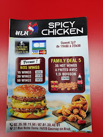 Carte du Spicy Chicken à Fontenay-sous-Bois