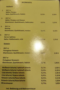 Menu / carte de Maria's Weinstube - Weingut Thomas Boller à Bad Kreuznach