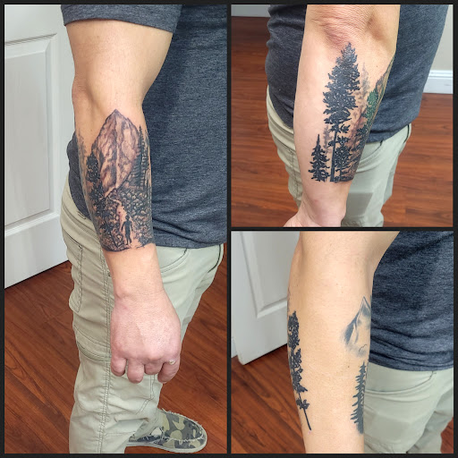 Explore chest tattoo lettering ideas, creative tattoo ideas in Pittsburg, available at NeonMoon Tattoo