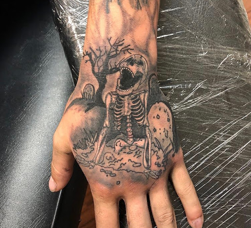 Explore patchy tattoo ideas, creative tattoo ideas in Alamosa, available at The Shop Tattoo & Comics