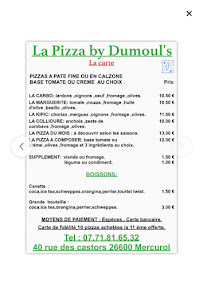 Menu / carte de La pizza by dumoul's à Mercurol-Veaunes
