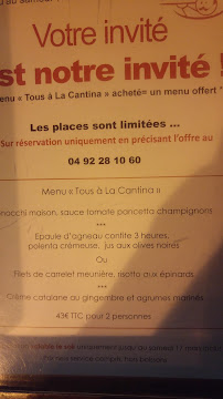 Restaurant italien La Cantina Mouans sartoux à Mouans-Sartoux (la carte)