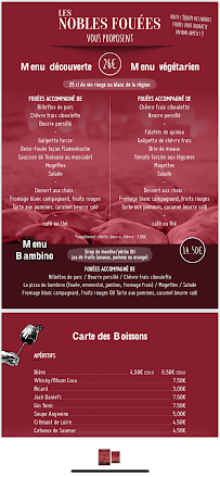 Menu du Les Nobles Fouées à Saumur