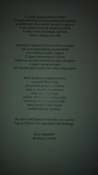 Osteria La Solita Zuppa à Chiusi menu