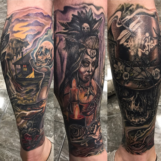Explore artsy tattoo ideas, creative tattoo ideas in Fort Worth, available at HEAVY METAL TATTOO