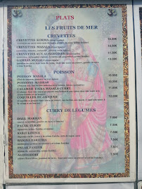 Menu du Sri Krishna à La Rochelle