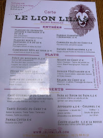 Menu / carte de Le Lion Lilas à Bordeaux