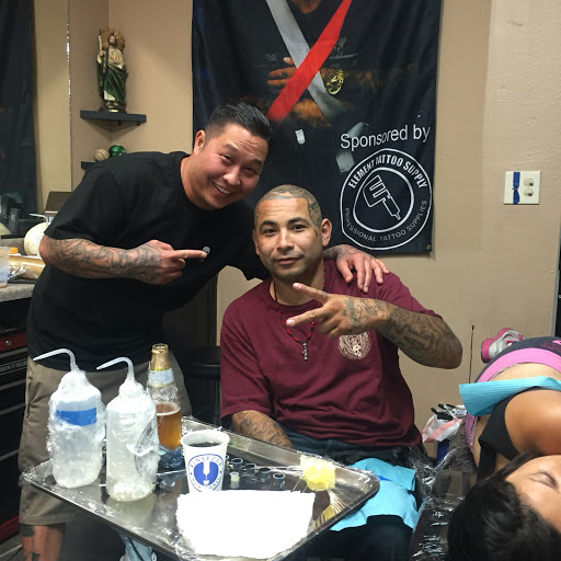 Explore men's back shoulder tattoo ideas, creative tattoo ideas in Garden Grove, available at Element Tattoo Supply