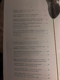 Restaurant La Plume Rive Droite à Paris (le menu)