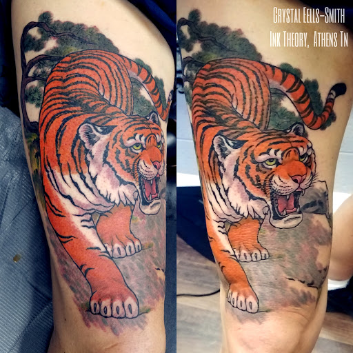 Explore feminine cover up tattoo ideas, creative tattoo ideas in Athens, available at Ink Theory Tattoo and piercing studio LLC