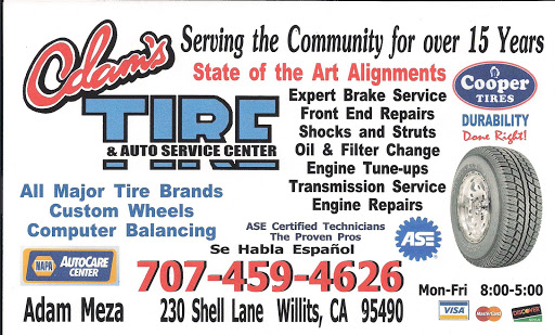 Tire Shop «Adams Tire & Auto Services», reviews and photos, 230 Shell Ln, Willits, CA 95490, USA