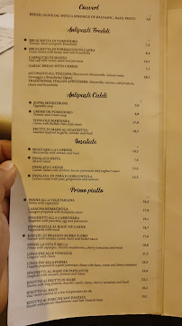 Menu du La Vita é Bella à Lisbon