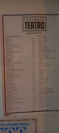 Taberna do Teatro à Angra do Heroísmo menu