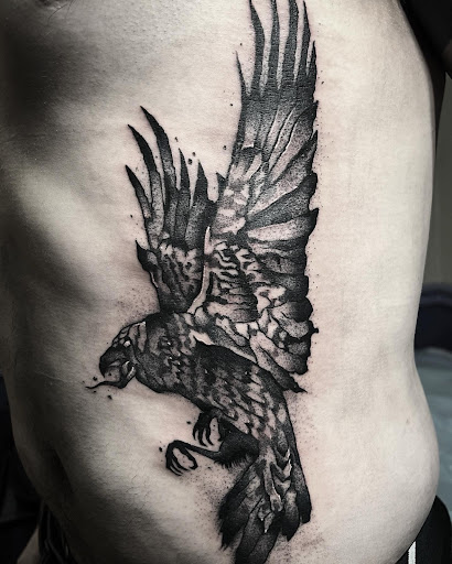 Explore leg tattoo male ideas, creative tattoo ideas in Sykesville, available at Red and Blue Tattoo