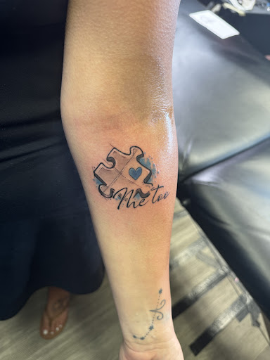 Explore polka trash tattoo ideas, creative tattoo ideas in Morehead City, available at Wild Poppy Tattoo