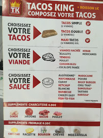 Menu / carte de Tacos King à Lens