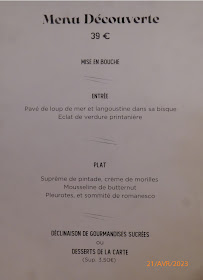 Restaurant français Restaurant du Cloître à Bourbon-Lancy (le menu)