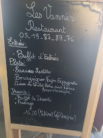 LES VANNIERS RESTAURANT à Feytiat carte