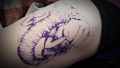 Explore demon slayer tattoo ideas, creative tattoo ideas in Minocqua, available at Whisky Rose Tattoo Parlor