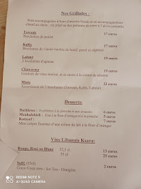 Menu du Diwan à Thionville