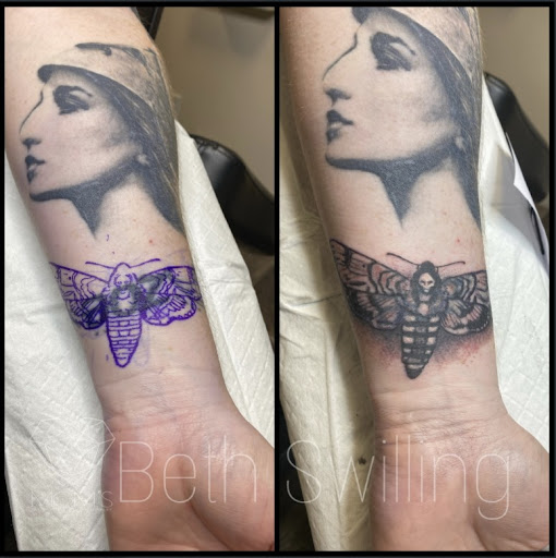 Explore black cat tattoo ideas, creative tattoo ideas in Spokane, available at Moms Custom Tattoo & Body Piercing