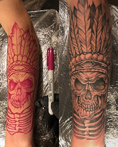 Explore harley davidson sleeve tattoo ideas, creative tattoo ideas in Roanoke, available at RailYard INK