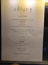 Sélune à Paris menu