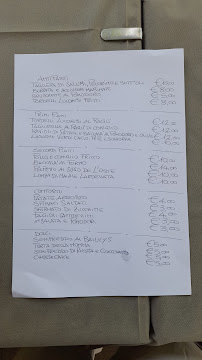 Carte du Osteria Pio à Lucca