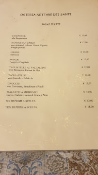 Menu du Osteria Nettare dei Santi à Località Riviera