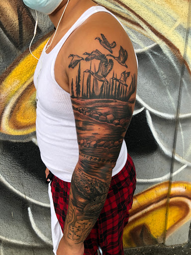 Explore flamingo tattoo ideas, creative tattoo ideas in Goose Creek, available at Red Kirin Tattoo