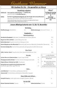 Menu / carte de Wommer à Sankt Ingbert