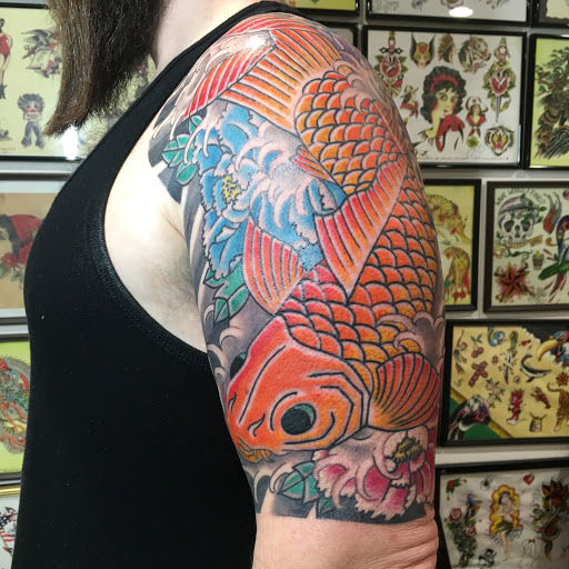 Explore falling in reverse tattoo ideas, creative tattoo ideas in Dallas, available at Carl Hallowell, Horisho