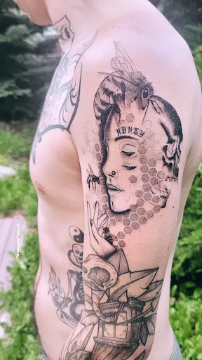 Explore world traveler tattoo ideas, creative tattoo ideas in Carbondale, available at Bonedale Tattoo