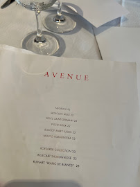 L'Avenue à Paris menu