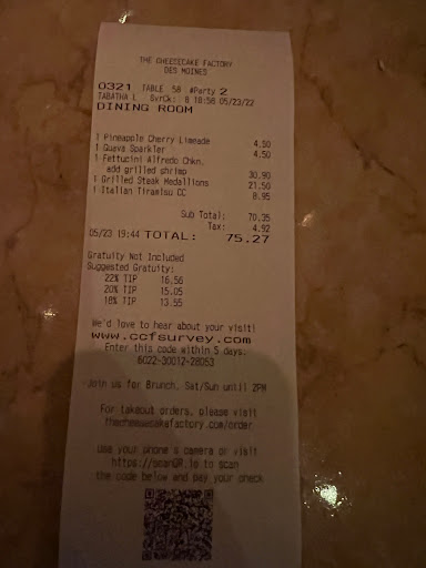 Restaurant «The Cheesecake Factory», reviews and photos, 101 Jordan Creek Parkway, West Des Moines, IA 50266, USA